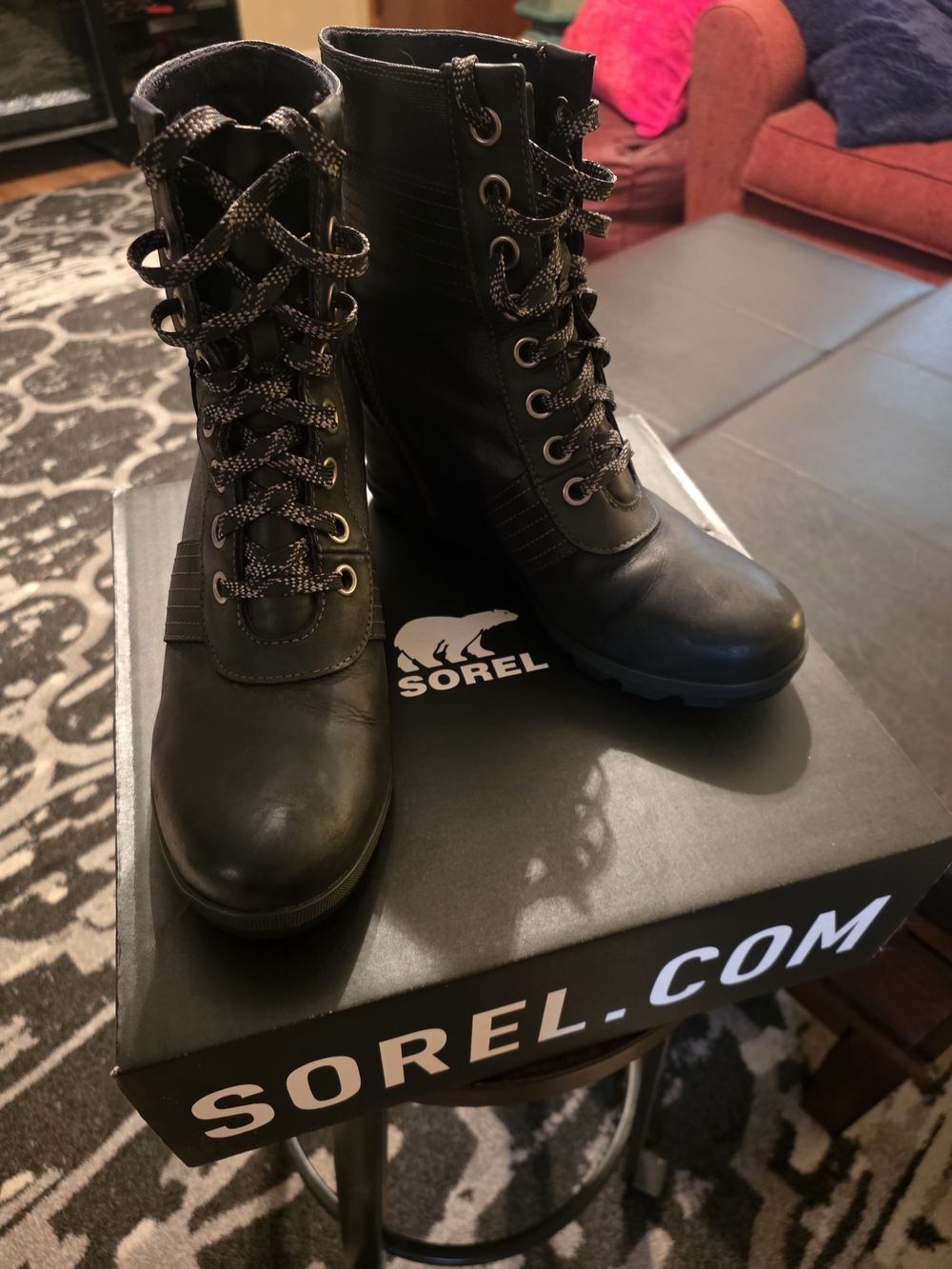 Sorel Black Lace-Up Leather Boots